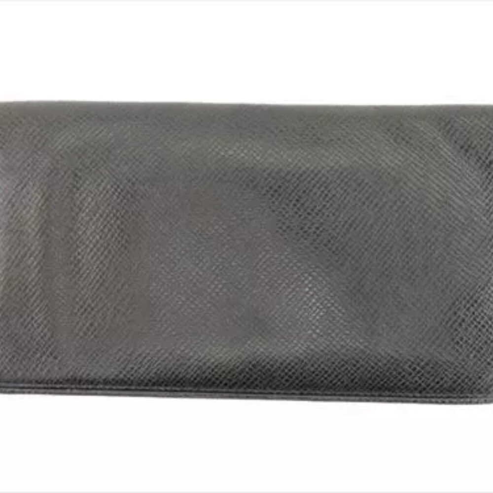 Louis Vuitton Wallet Purse Taiga Black Taiga Leather Mens Authentic Used - Picture 2 of 7